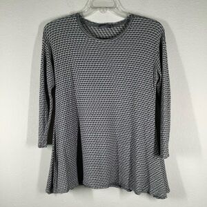 CUT LOOSE A-line Tunic Top M Stretchy Lagenlook Comfy Vacation Coastal Gray